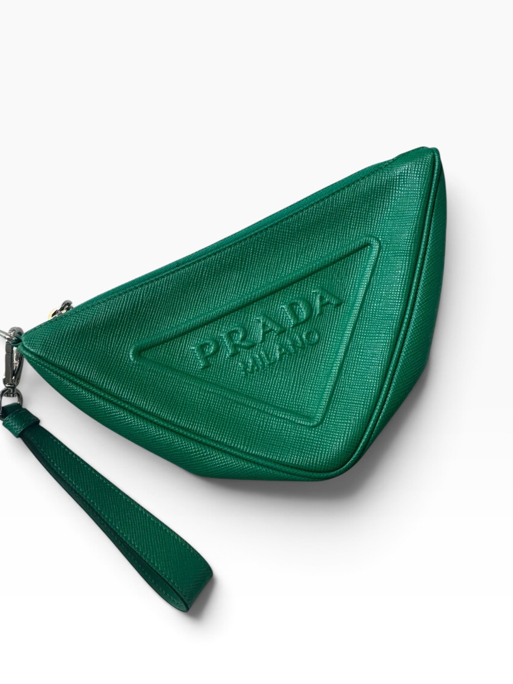 Prada Saffiano Triangle Wristlet